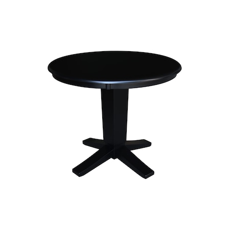 International Concepts 36 in. Solid Wood Round Top Pedestal Dining Table - 29.9 in. High, Black K46-36RT-23B